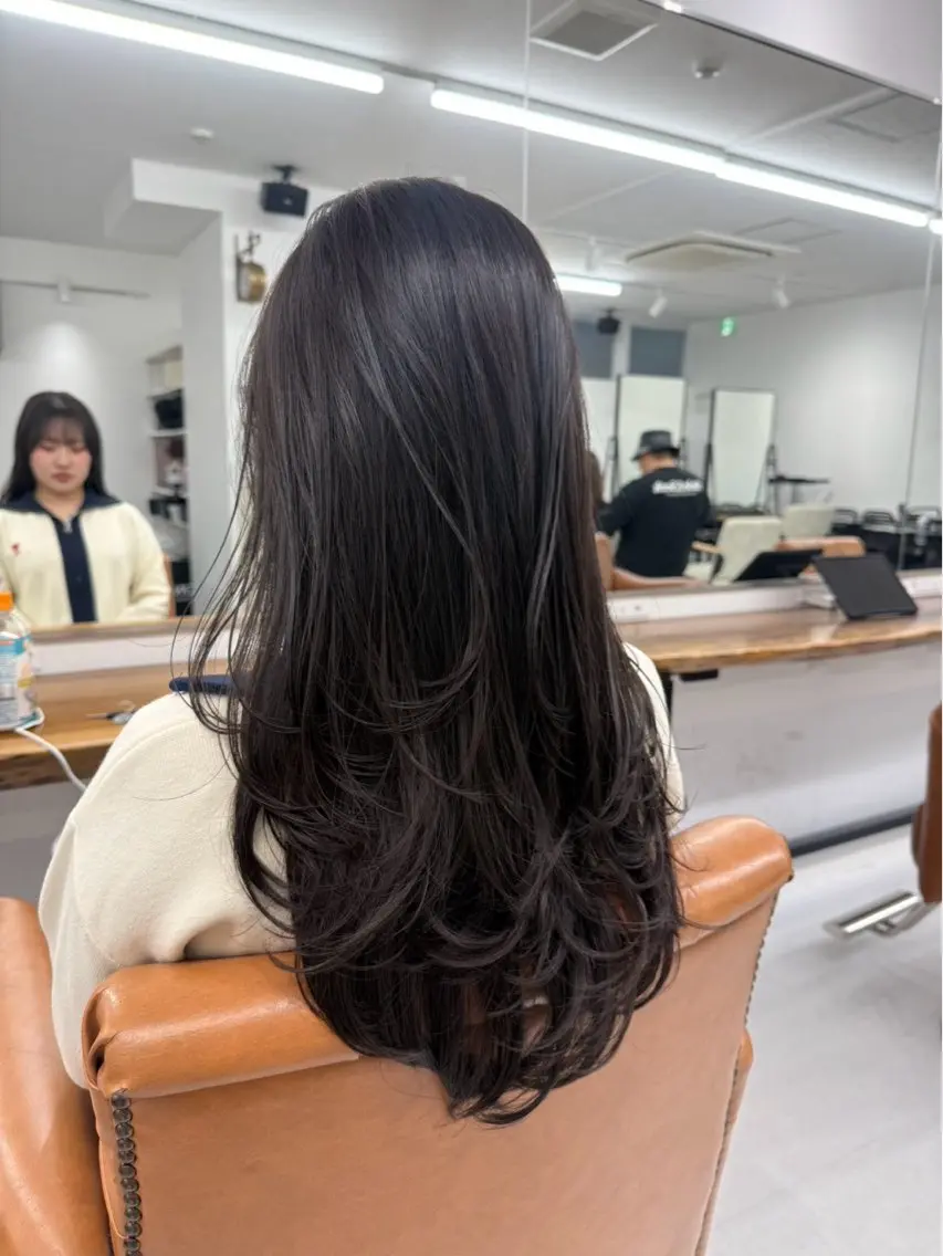 ロング カラー カット ヘアカラー トリートメント レイヤー/韓国ヘア yunaのヘアスタイル