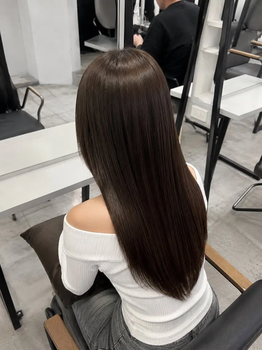 ロング パーマ 縮毛矯正 トリートメント 韓国×艶ハイトーンが かわいい✨️リオ🍒のヘアスタイル