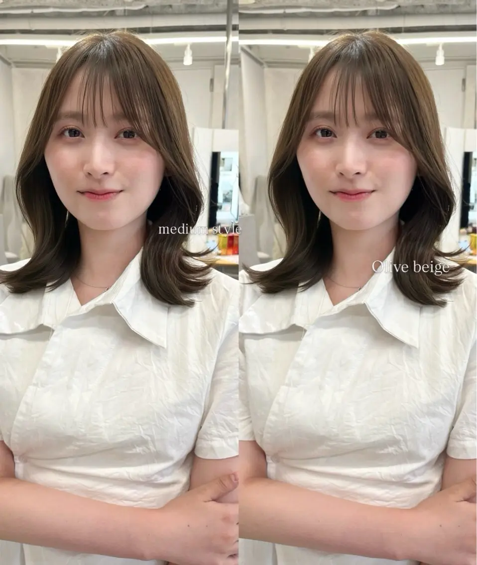 セミロング カラー ベージュカラー ブリーチ 透明感カラー ブリーチなしカラー 顔まわりレイヤー カット ヘアカラー トリートメント ヘッドスパ 梅田🫧レイヤー /髪質改善/未来のヘアスタイル