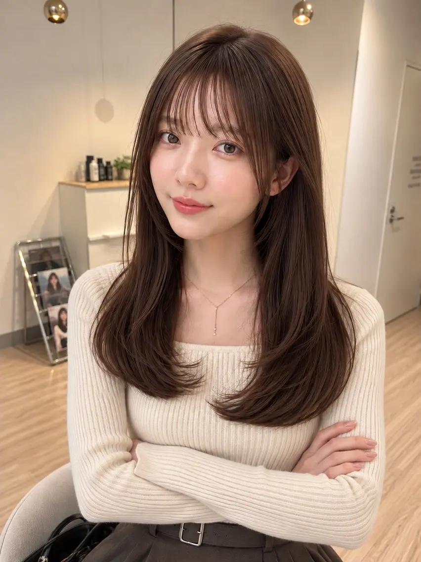 セミロング カラー レイヤーカット カット ヘアカラー トリートメント 髪質改善🤍艶髪/ 銀座/Makoのヘアスタイル