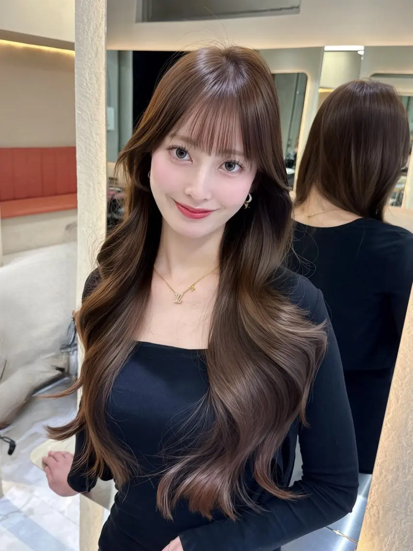 ロング 縮毛矯正 トリートメント カット ヘアカラー トリートメント 🫧髪質改善 講師🫧🍎幹細胞のヘアスタイル