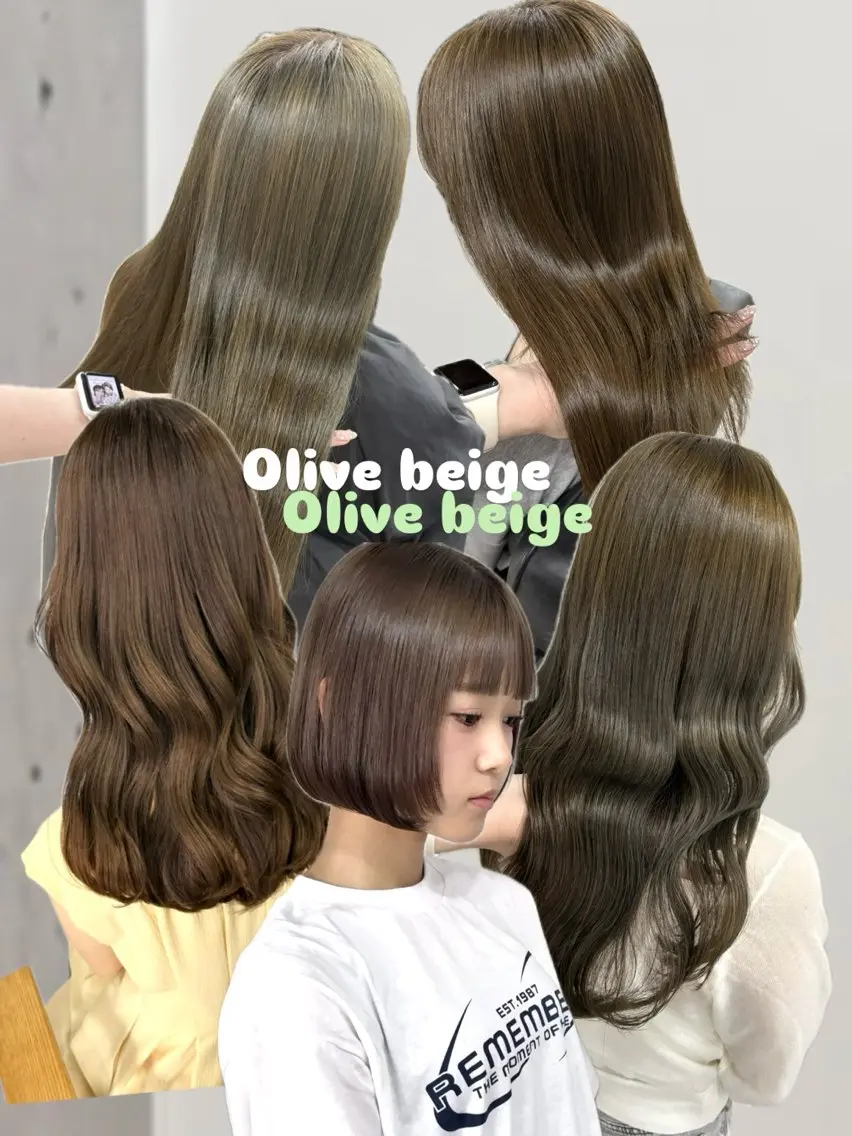 セミロング カラー ベージュカラー オリーブベージュ カット ヘアカラー 盛れる顔まわり✨🎀 レイヤー別所好葉のヘアスタイル