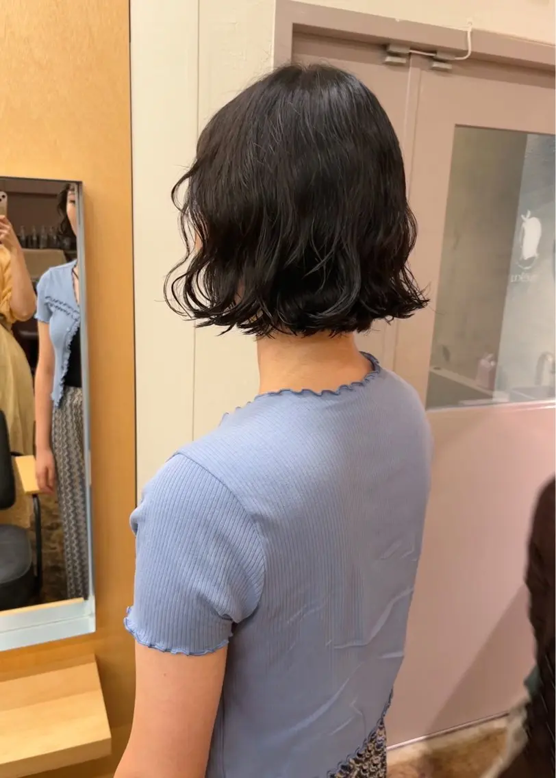ショート パーマ ボブ パーマ 西山 紗耶香🪽 透明感カラー/ボブのヘアスタイル