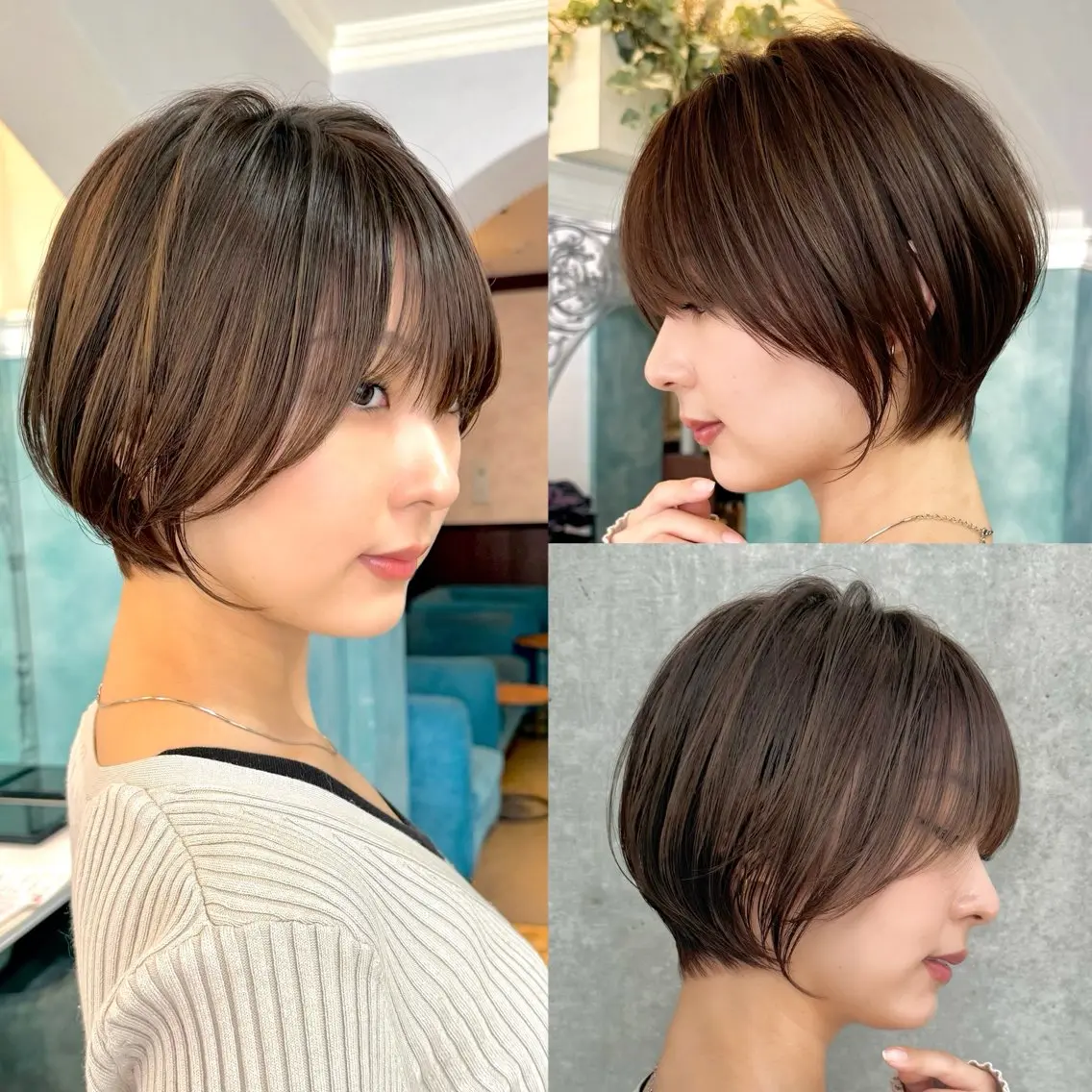 ショート ボブ 顔周りカット 髪質改善 韓国風ヘア レイヤーカット 大人美人ショート 杉浦主馬のヘアスタイル
