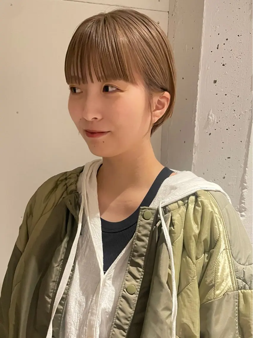 ショート カラー カット ヘアカラー トリートメント ブリーチなし/透明 感カラー/miyouのヘアスタイル