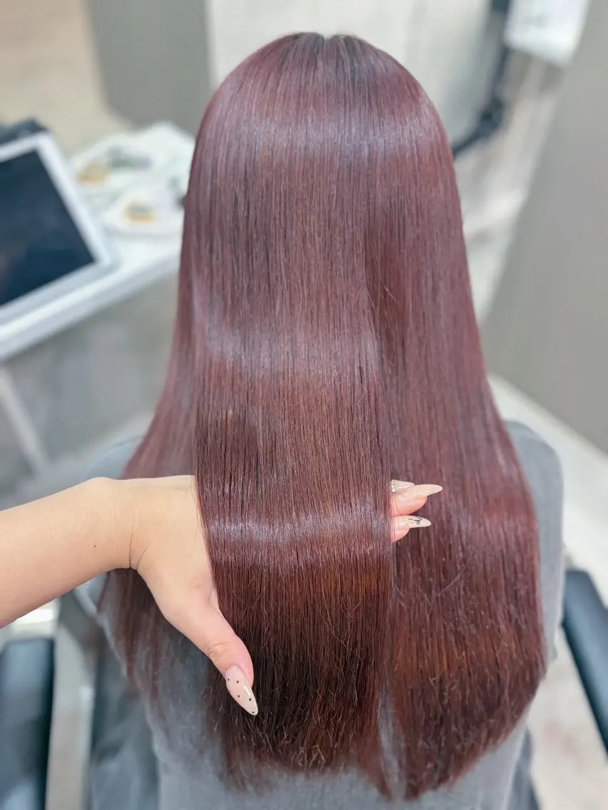 ロング カラー 透明感カラー ラベンダーカラー ピンクカラー ピンクラベンダー ヘアカラー karen 髪質改善のヘアスタイル