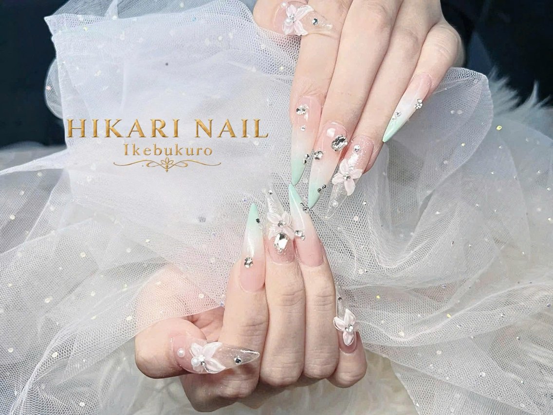 ネイル チークネイル 長さ出し フレンチネイル ガーリー ハロウィン ハンドネイル HikariNail Ikebukuroのネイルデザイン