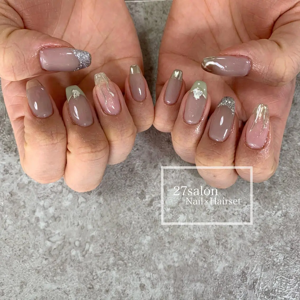 ネイル フレンチネイル ニュアンスネイル 27salon yuinaのネイルデザイン