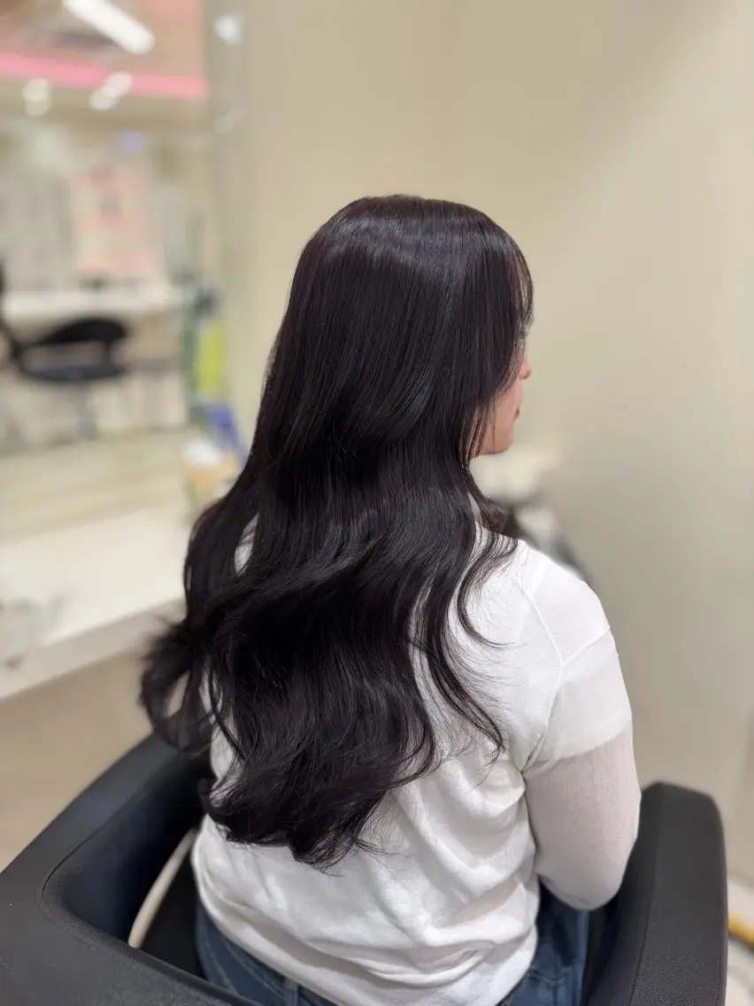 ロング 髪質改善 韓国風ヘア 似合わせカット カット ヘアカラー トリートメント 縮毛矯正× ブルーブラック/池袋のヘアスタイル