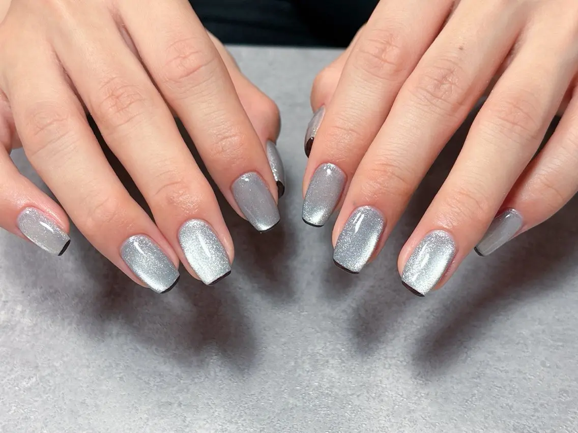 ネイル ハート マグネットネイル リボン バレンタイン 冬ネイル ハンドネイル ハンドケア 💫ゆか_ Nailartistのネイルデザイン
