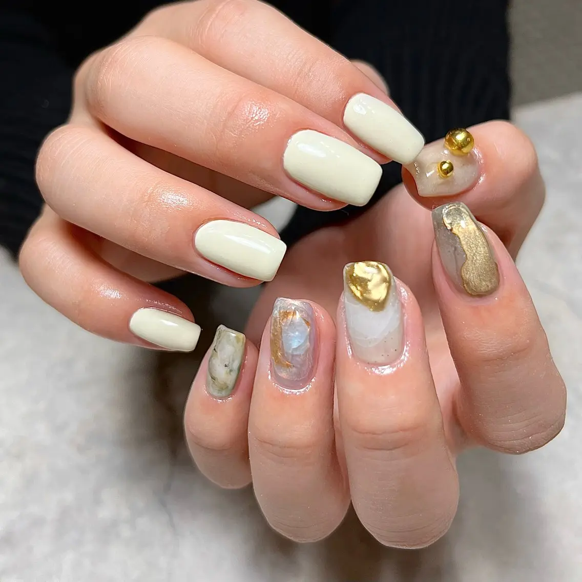 ネイル グリーン ハンドネイル vegh. nail/阿波座のネイルデザイン