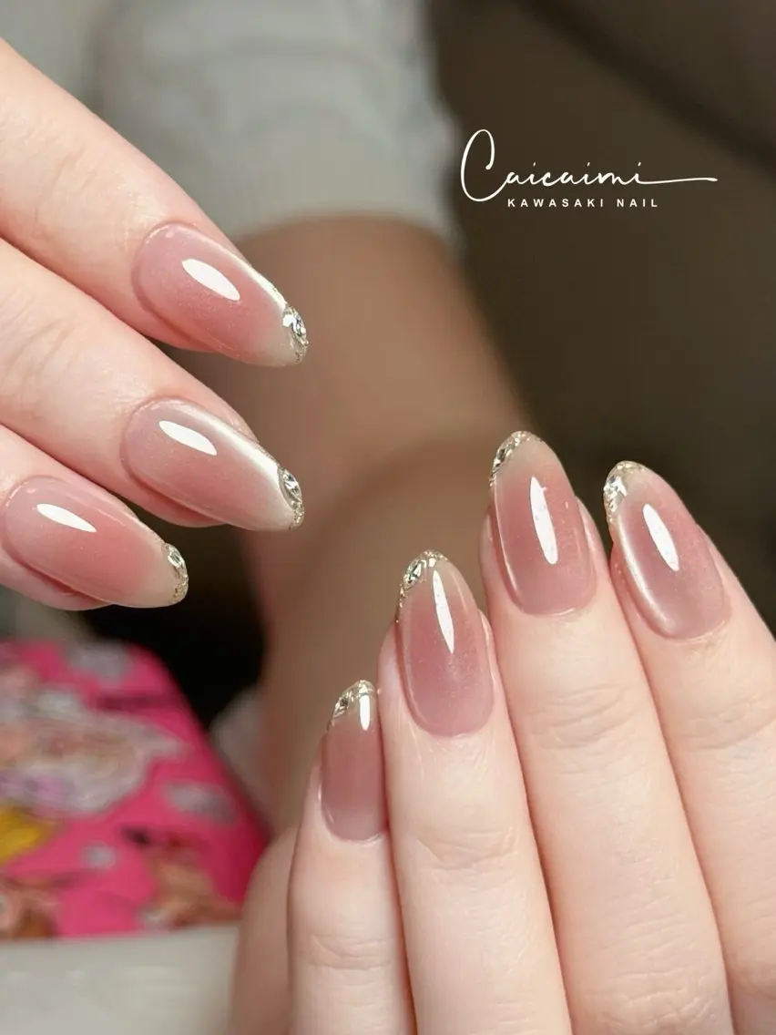 ネイル チークネイル ゴールド ラメ(グリッター) マグネットネイル ストーンネイル ハンドネイル G nail 川崎自宅ネイルのネイルデザイン