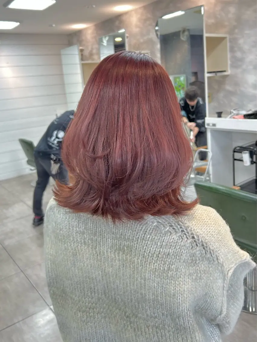 ミディアム カット ヘアカラー レイヤー/艶髪カラー 森本くるみのヘアスタイル