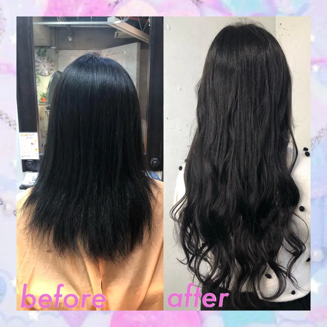 ロング カラー パーマ ヘアアレンジ シールエクステ エクステ カット エクステ ヘアセット 八巻 晴香のヘアスタイル