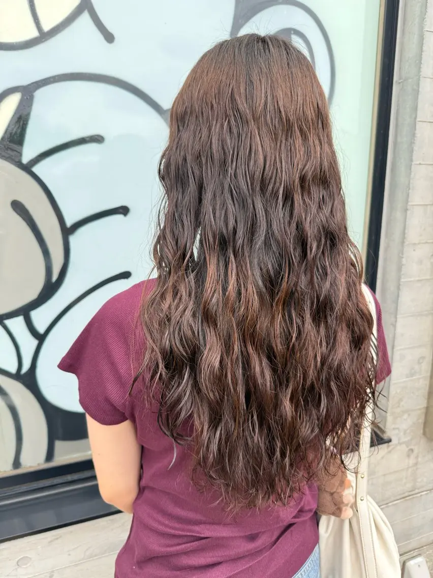 ロング カット パーマ トリートメント 🌈朝5分で簡単 おしゃれパーマ🌈のヘアスタイル
