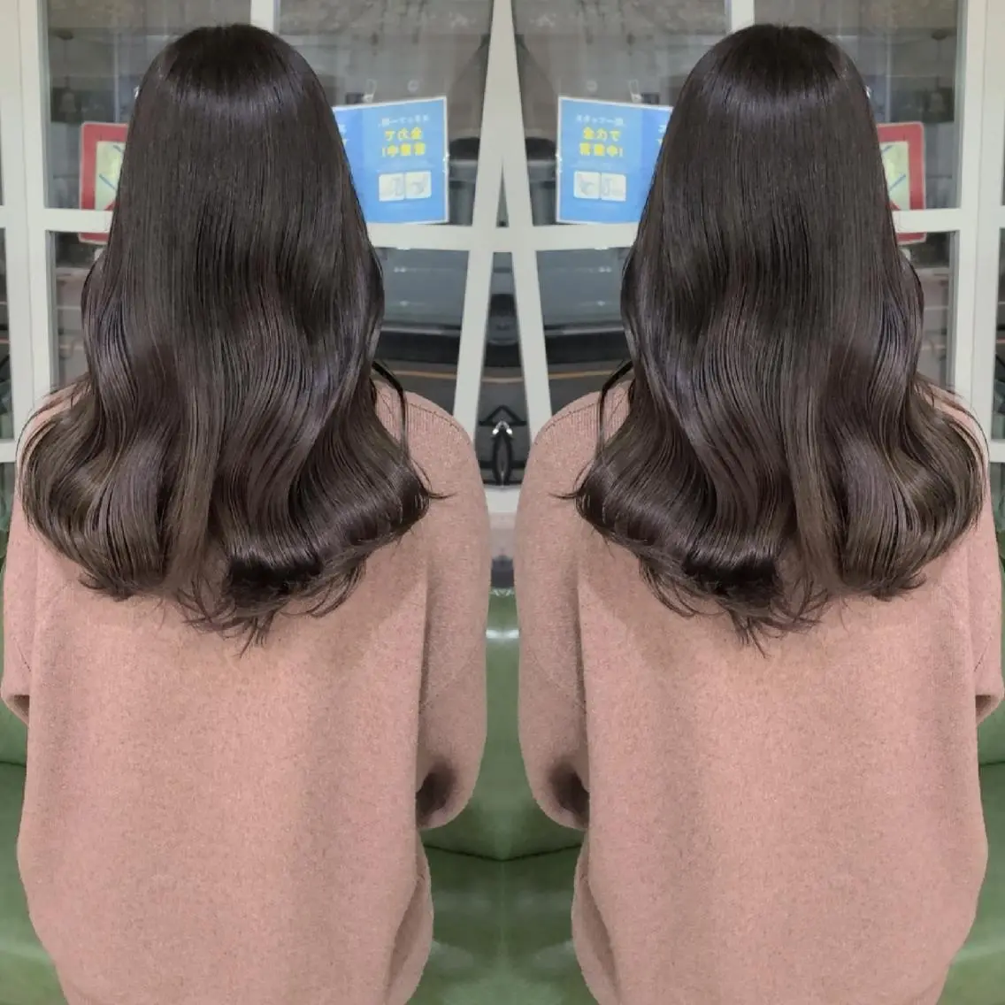 セミロング カラー アッシュ アッシュグレー ベージュカラー ブリーチ ブラウンカラー ヘアカラー バレイヤージュ/ ハイライト/大内格のヘアスタイル