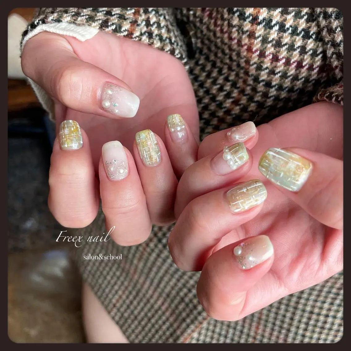 ネイル ツイードネイル ハンドネイル フットネイル freex nail /ニュアンス/個性派のネイルデザイン