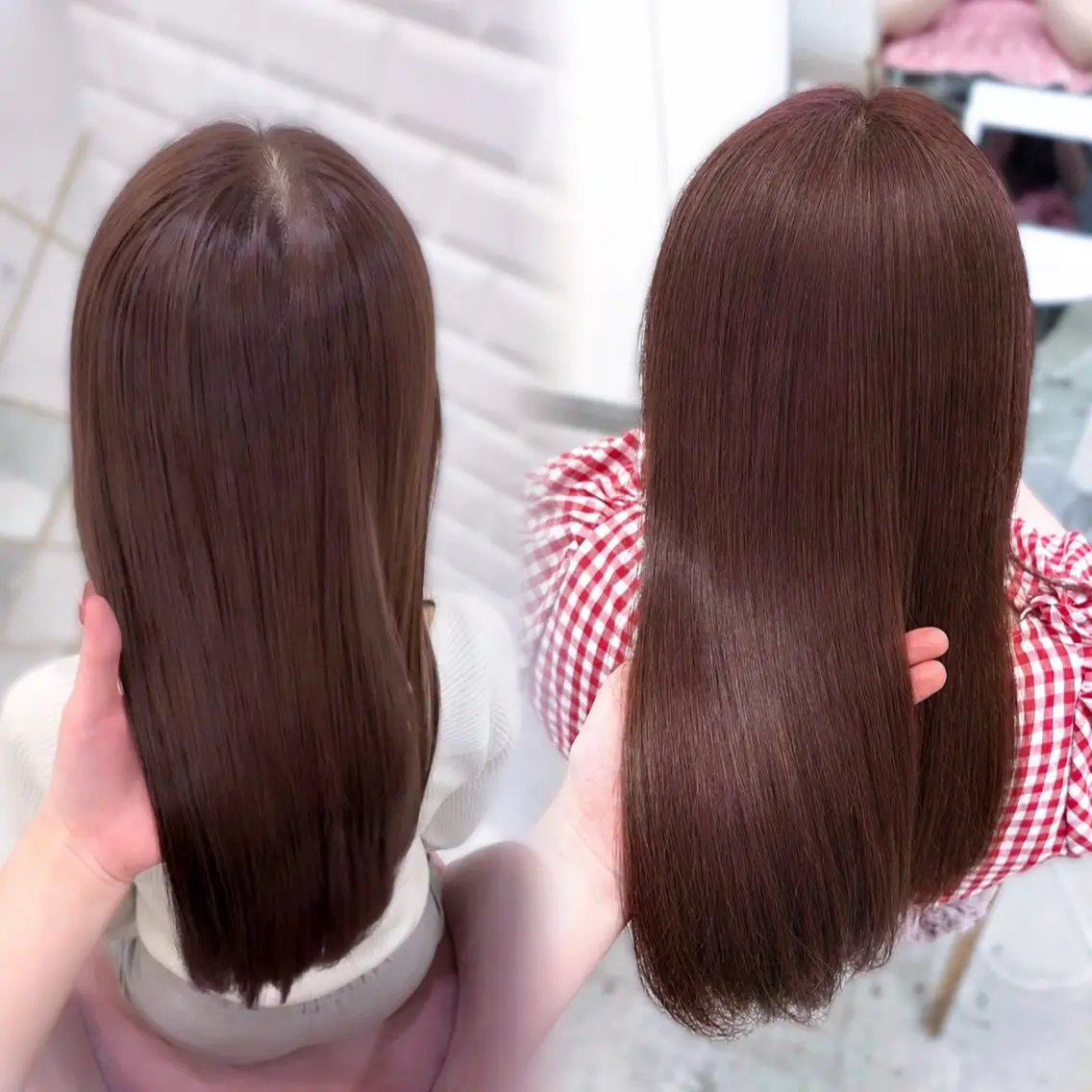 セミロング カラー ブリーチ ブラウンカラー ブリーチなしカラー ピンクカラー ピンクブラウン ヘアカラー トリートメント ゆうひ🎀艶カラー/ ヘアメ/チョコカラーのヘアスタイル