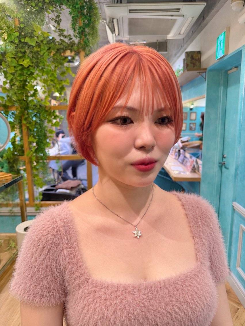 ショート カラー ピンクカラー カット ヘアカラー トリートメント 🍒ブリーチなしカラ ー/Yuuki🍒のヘアスタイル