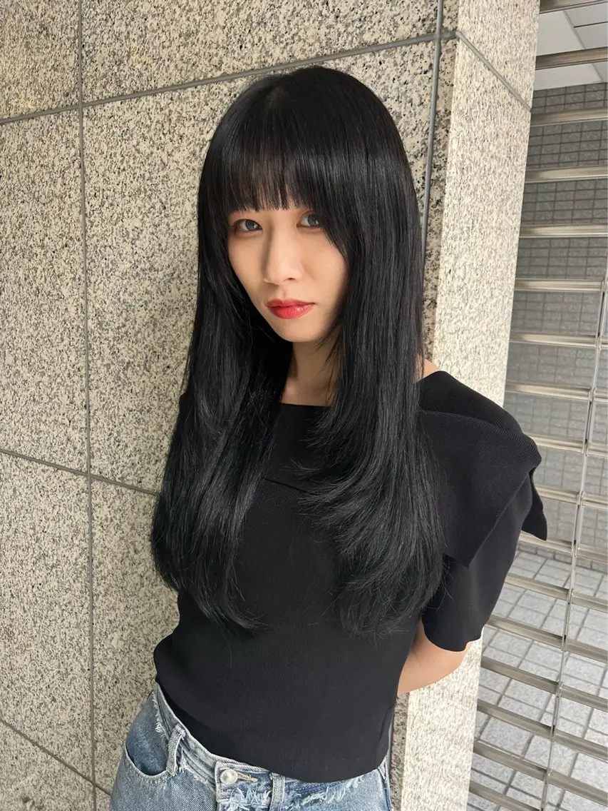 ロング エクステ カラー＋ちび編み込み エクステ/梅田のヘアスタイル