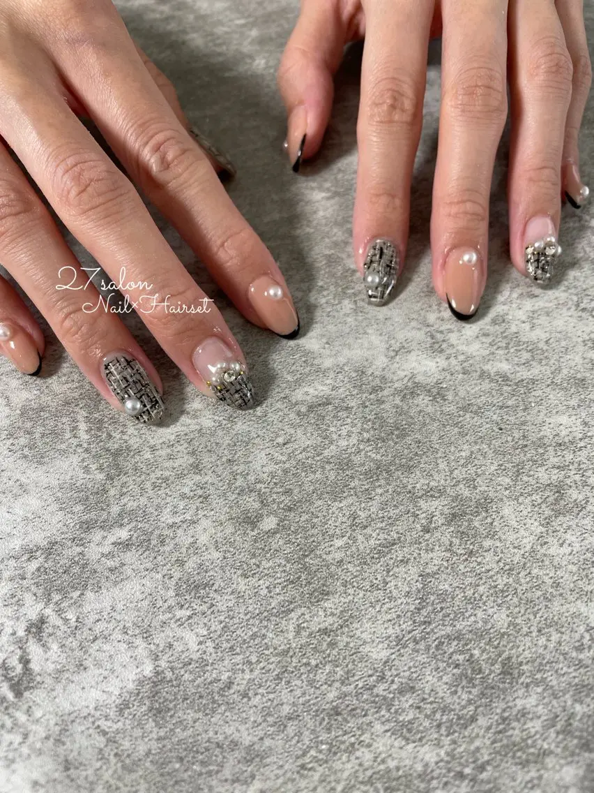 ネイル ツイードネイル 27salon yuinaのネイルデザイン