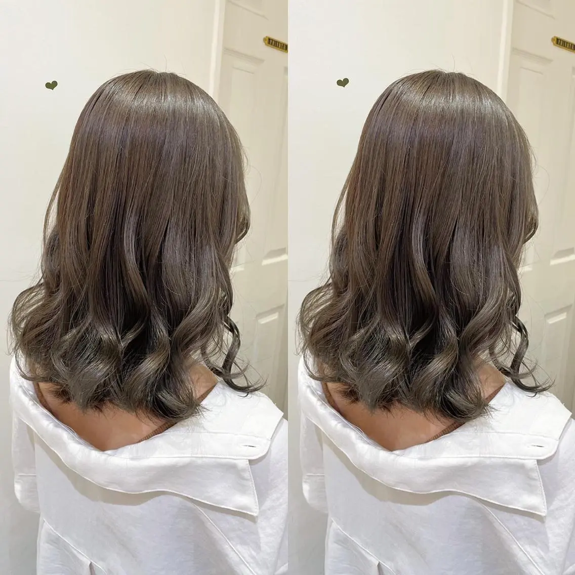 セミロング カラー グレージュ オリーブグレージュ オリーブグレー シールエクステ横浜 🐏☁️miminaのヘアスタイル
