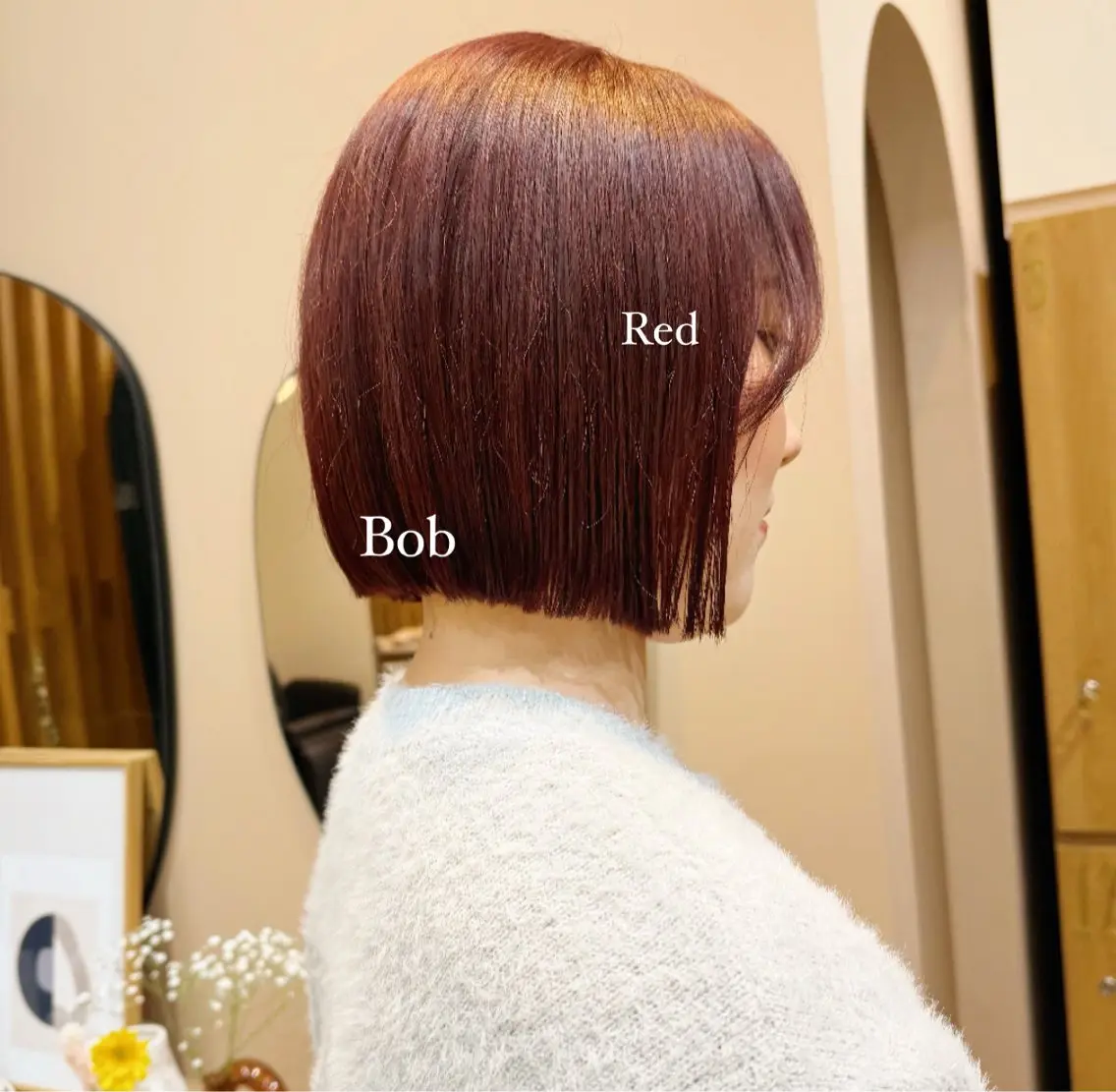 ショート カラー ブリーチ ダブルカラー ブリーチなしカラー レッドカラー ボブ ❤️アヤカ レイヤーカット❤️のヘアスタイル