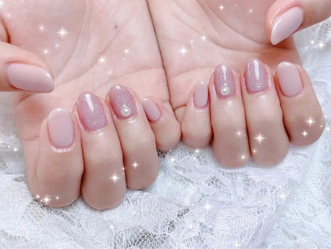 ネイル ピンク ピンクベージュ ハンドネイル FLARE NAIL フレアネイルのネイルデザイン