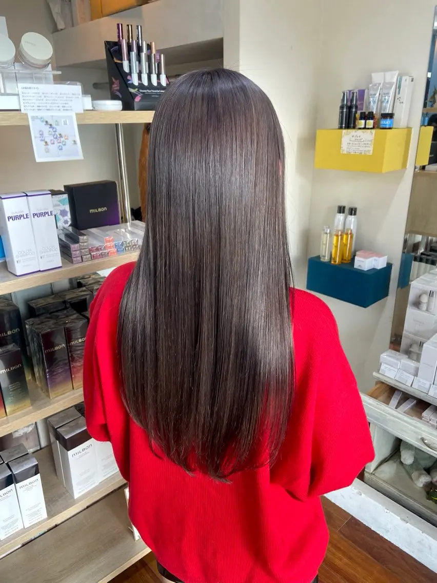ロング カラー アッシュ 透明感カラー グレージュ 髪質改善 ロング カット ヘアカラー 髪質改善/透明感 カラー/西川奈穂のヘアスタイル