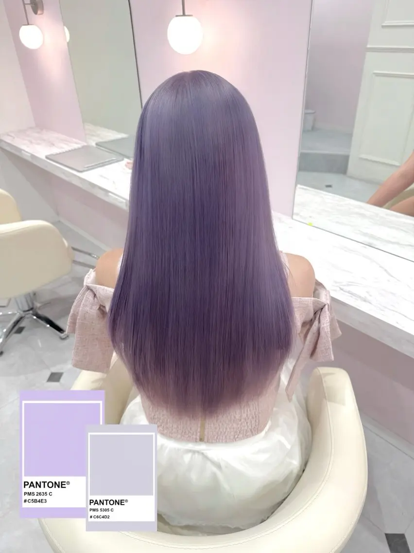 ロング カラー ブリーチ ケアブリーチ ハイトーンカラー ラベンダーカラー トリートメント ヘアカラー トリートメント 表参道/ハイトーン/ ブリーチ/みずは🎀のヘアスタイル