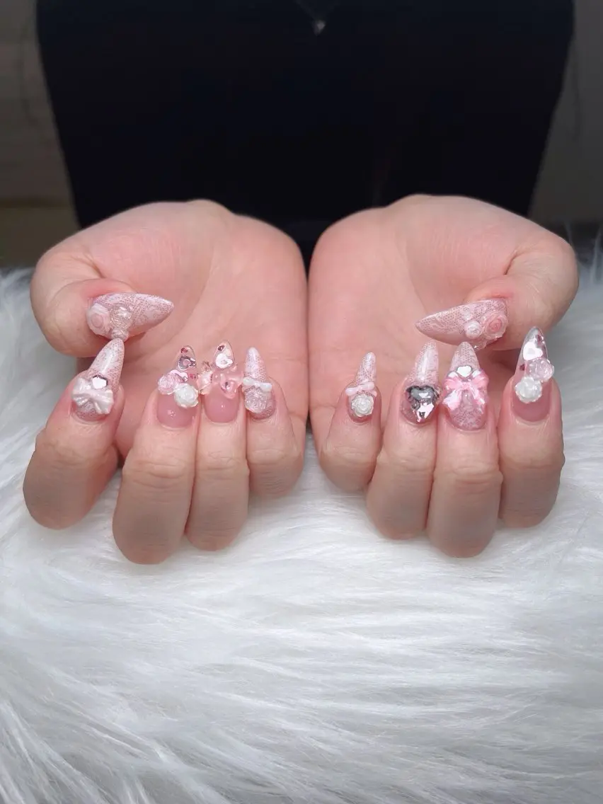 ネイル オーロラネイル ボルドー ブラウン 氷ネイル・うるうるネイル キラキラネイル ハンドネイル Sora  Nail 長さ出し専門店のネイルデザイン