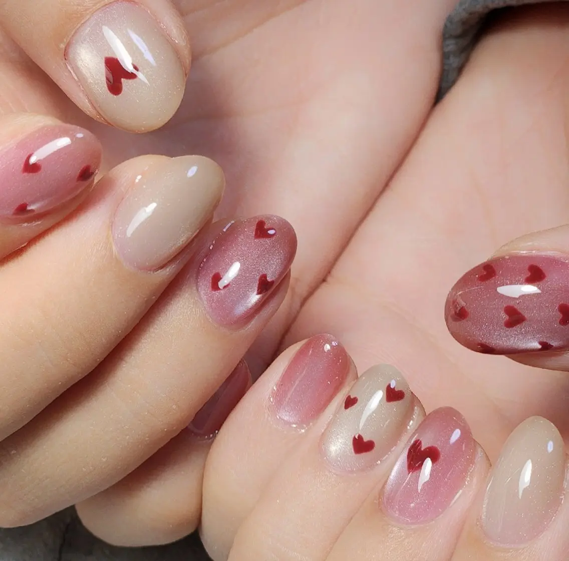 ネイル ハート 持ち込み ハンドネイル 個人サロン saltnailのネイルデザイン