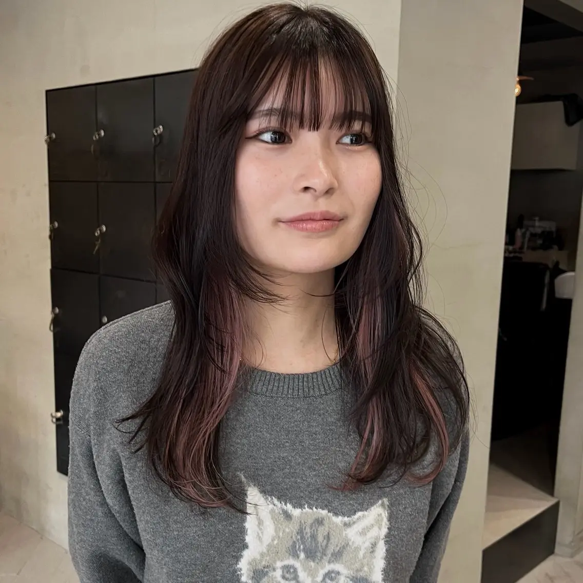 セミロング カラー ブリーチ レイヤーカット カット ヘアカラー なな/ICI/レイヤ ーパーマ/上前津のヘアスタイル