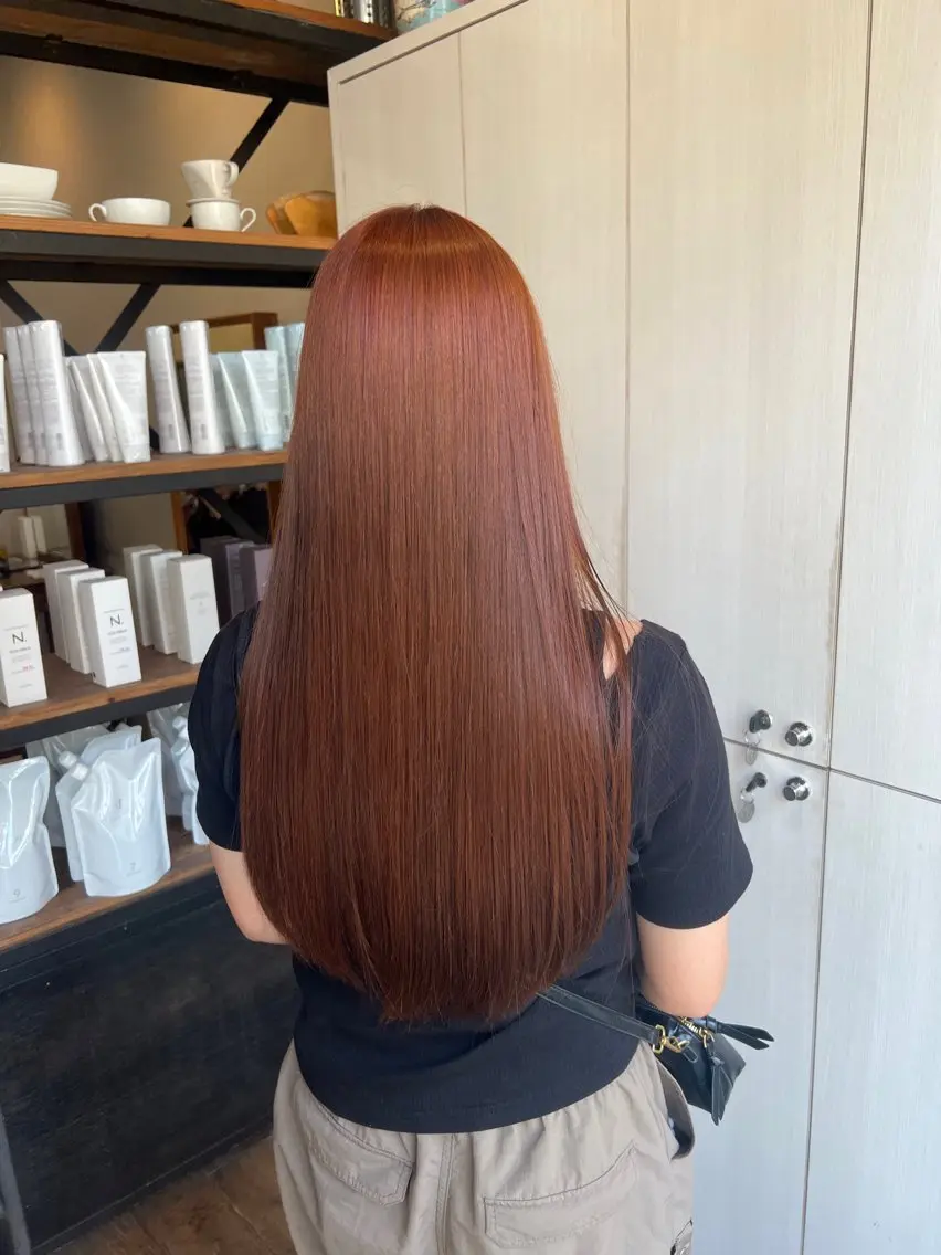 ロング カラー ブリーチ ブラウンカラー ダブルカラー ブリーチなしカラー オレンジ ヘアカラー きむら なみか🪐のヘアスタイル