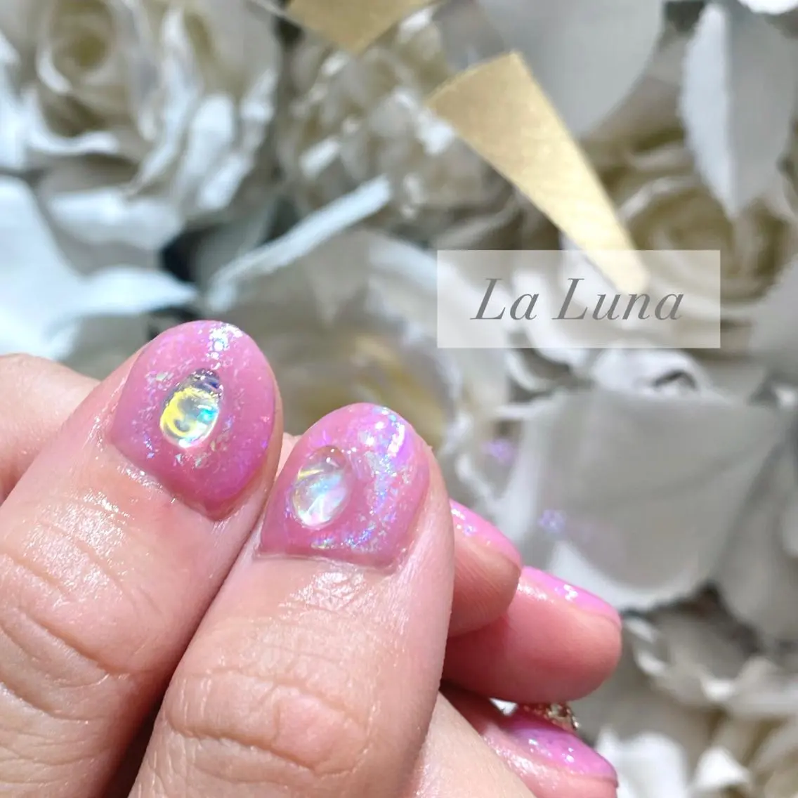 ネイル オーロラネイル ストーンネイル LaLuna🌙 Natsukiのネイルデザイン
