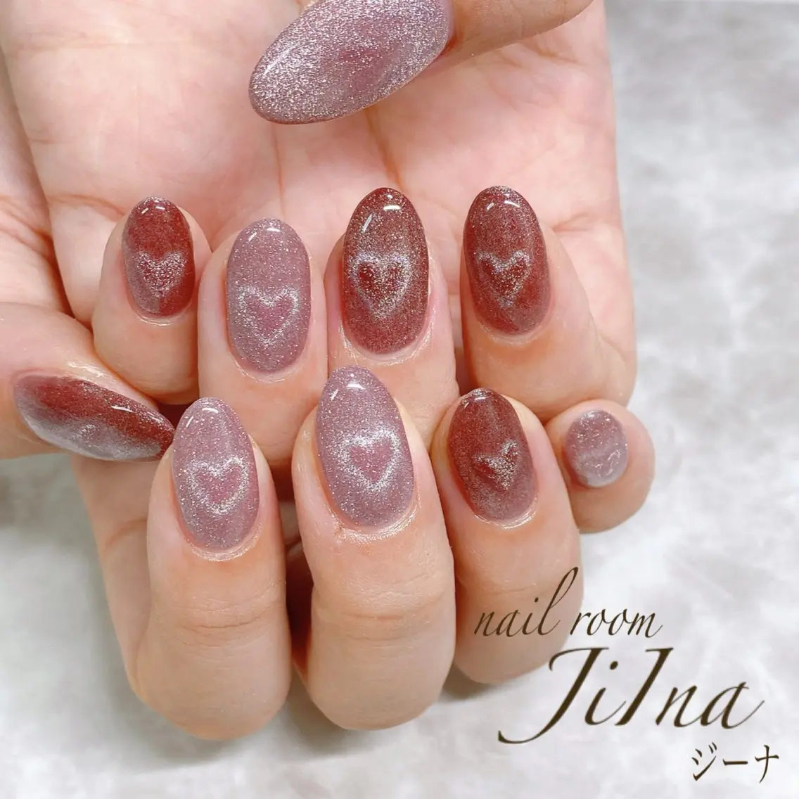 ネイル ハート マグネットネイル JiIna nailのネイルデザイン