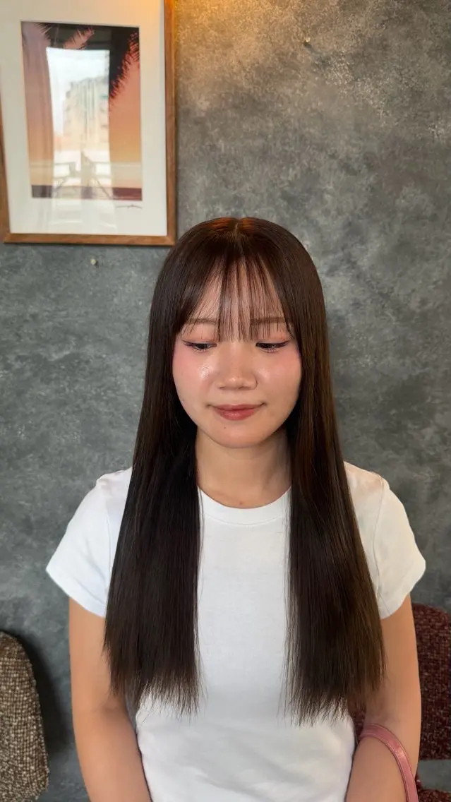 ロング カラー 透明感カラー グレージュ モカグレージュ 縮毛矯正 ヘアカラー ruup  Aru みさきのヘアスタイル