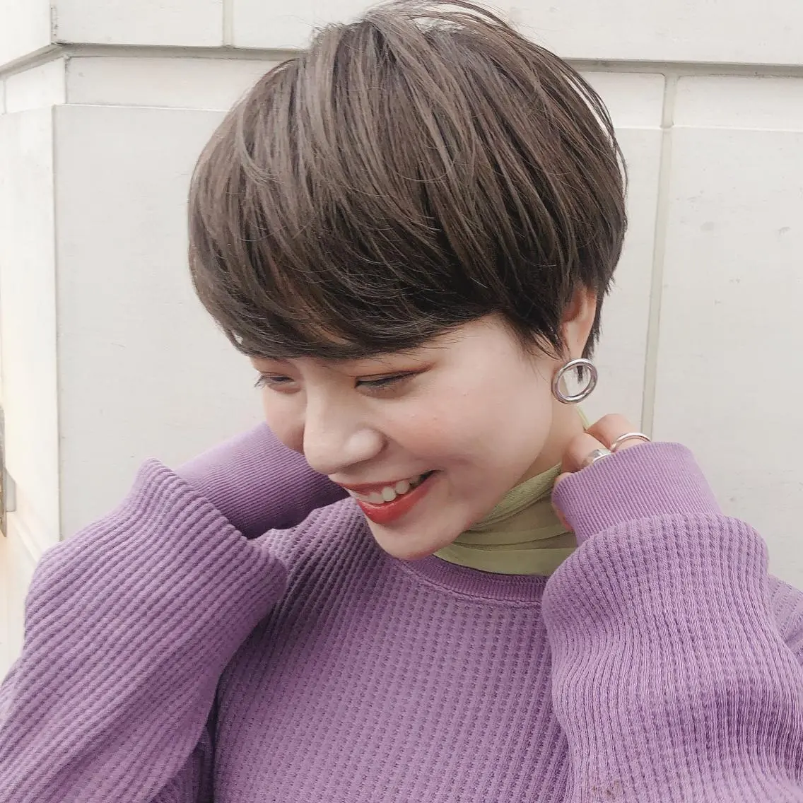 ショート カラー ショートボブ ブリーチ ダブルカラー グレージュ ラベンダーカラー マンツーマン 美容師💚コウブチのヘアスタイル