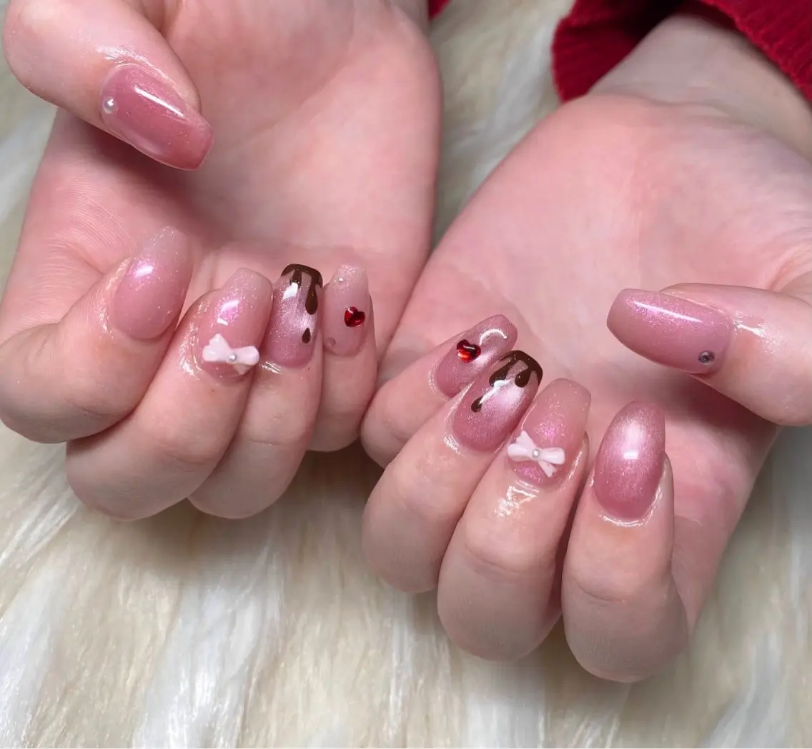 ネイル ボルドー 長さ出し フレンチネイル ジェルネイル グラデーション ハンドネイル Nail&eye Belire 新宿のネイルデザイン