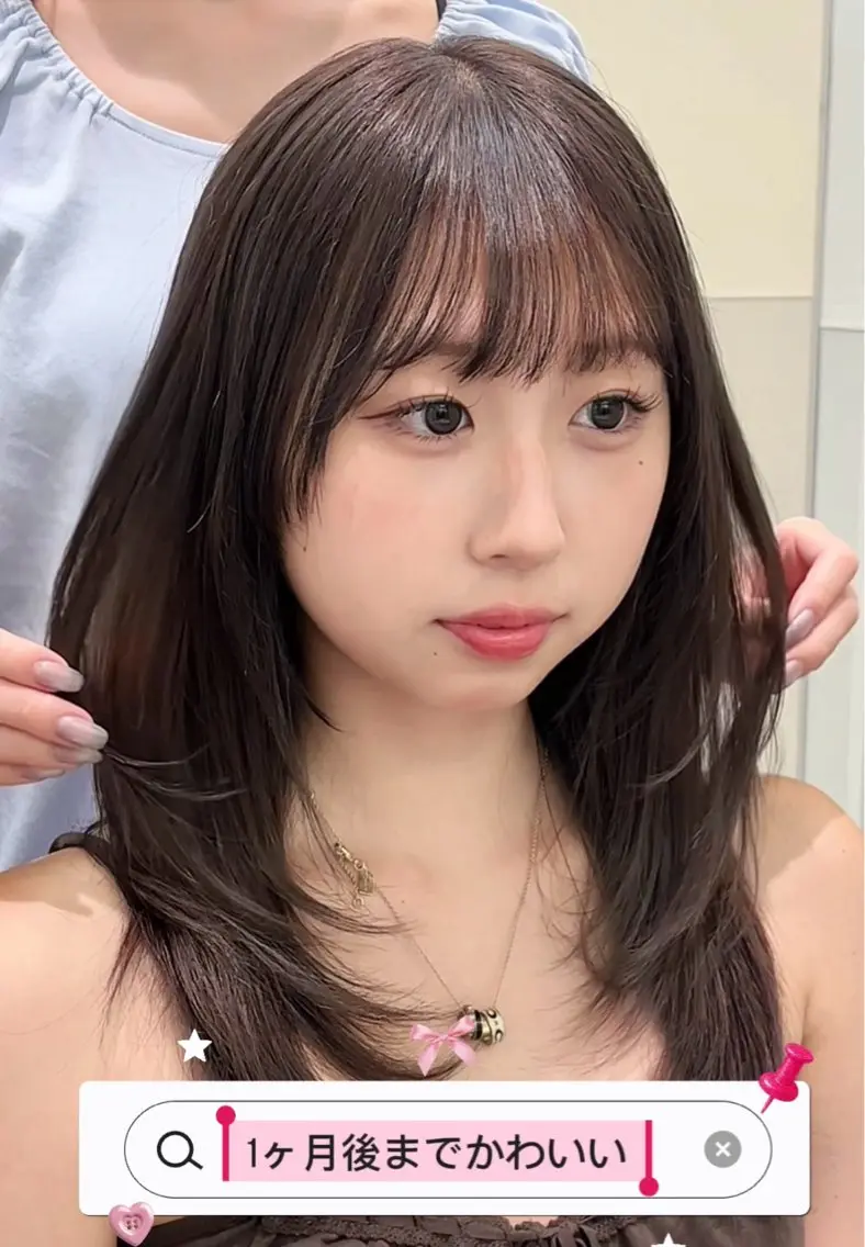 セミロング カット ヘアカラー トリートメント 盛れる透明感カラー momokaのヘアスタイル