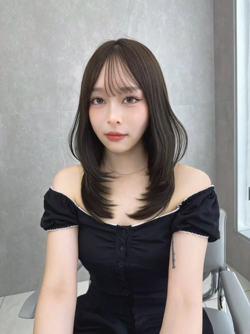 ミディアム ヘアカラー 國藤 彩のヘアスタイル