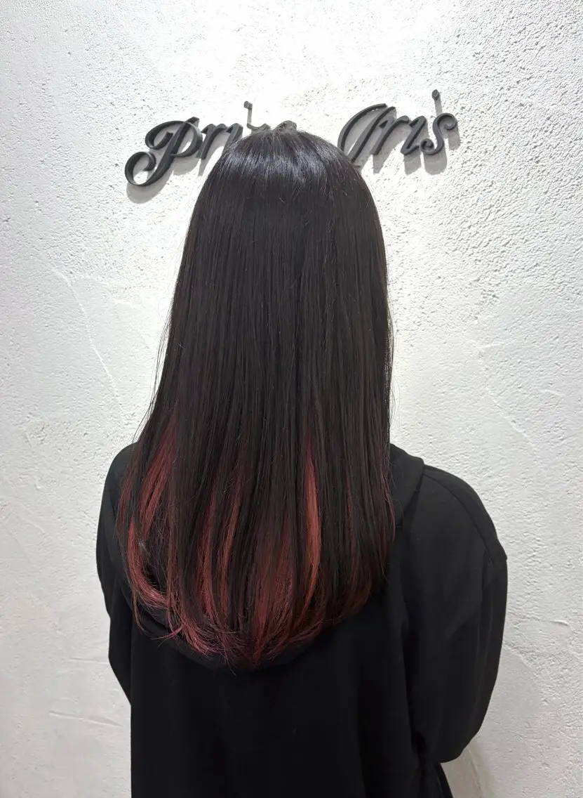 ロング カラー ブリーチ インナーカラー ピンクカラー レイヤーカット カット ヘアカラー トリートメント 韓国レイヤー🦋 ブリーチtomokoのヘアスタイル