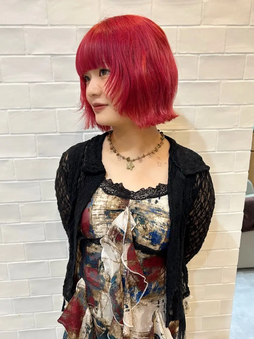 ミディアム ボブレイヤー ボブ 顔周りカット レイヤーカット Manaka ☺︎のヘアスタイル