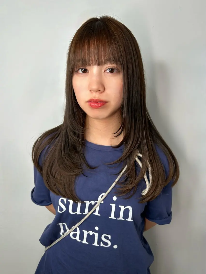 セミロング カラー ブラウンカラー オリーブブラウン ハイレイヤー レイヤーカット 透明感カラー/レイヤ ー🌙Honokaのヘアスタイル