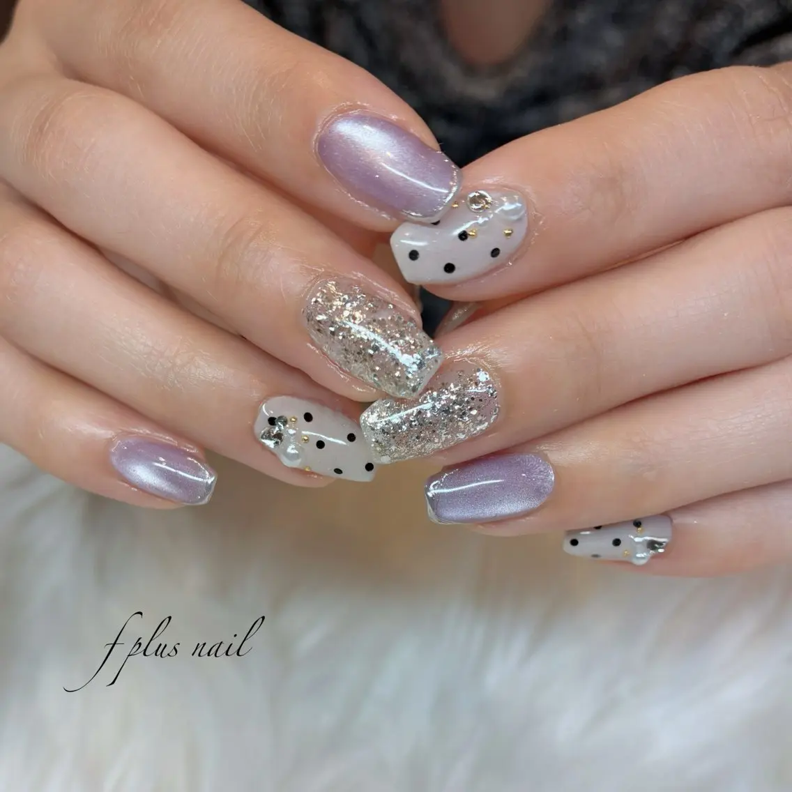 ネイル パープル シルバー ハンドネイル kanako nail🌷のネイルデザイン