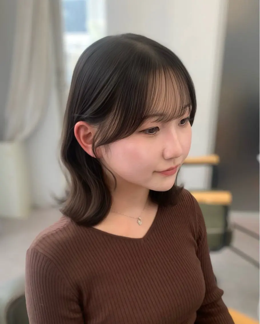 ミディアム カット ヘアカラー 🎀韓国風顔周り× 透明感/梅田/アリサのヘアスタイル
