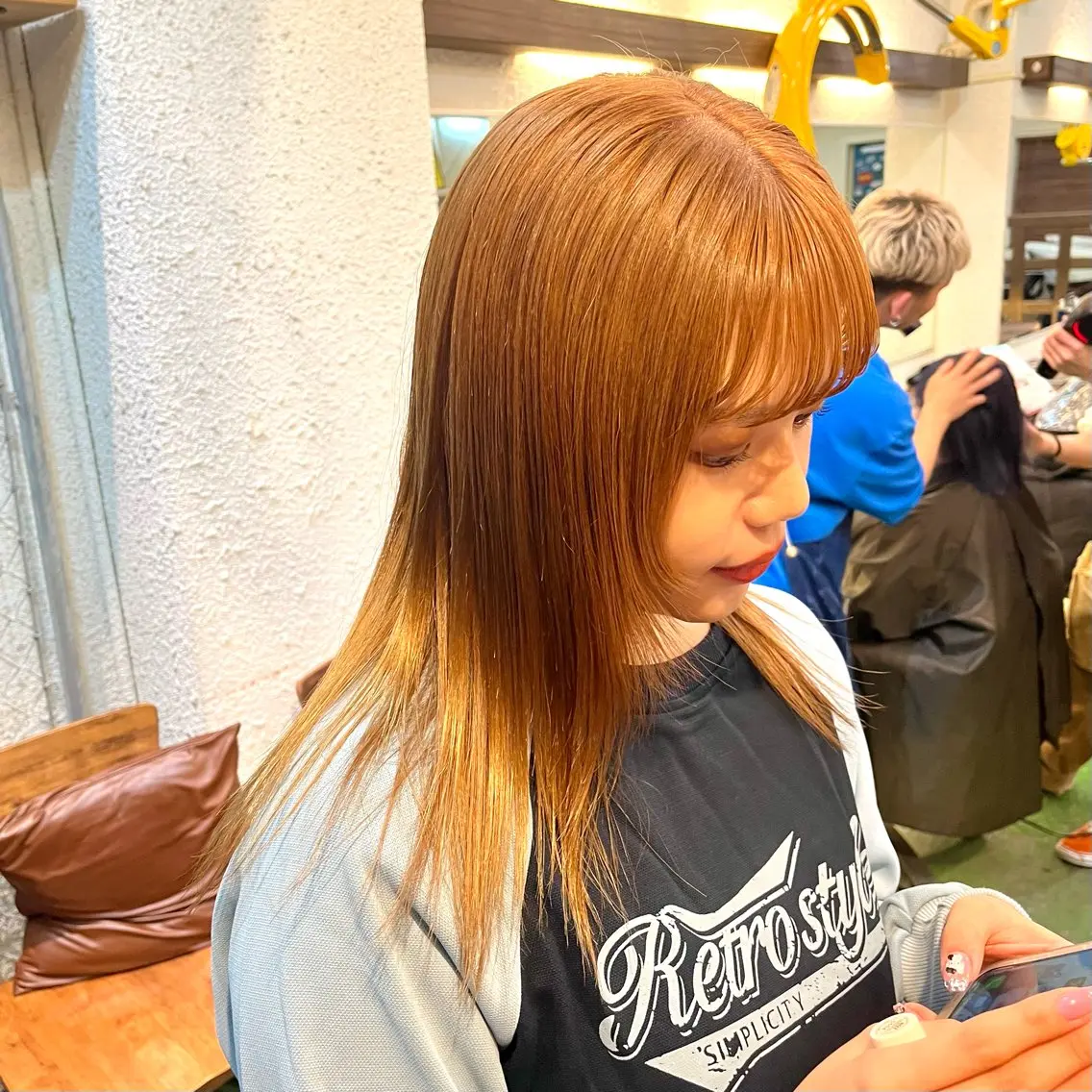 ミディアム カラー ヘアカラー トリートメント ボブ/レイヤー/ ハッシュカット/河内のヘアスタイル