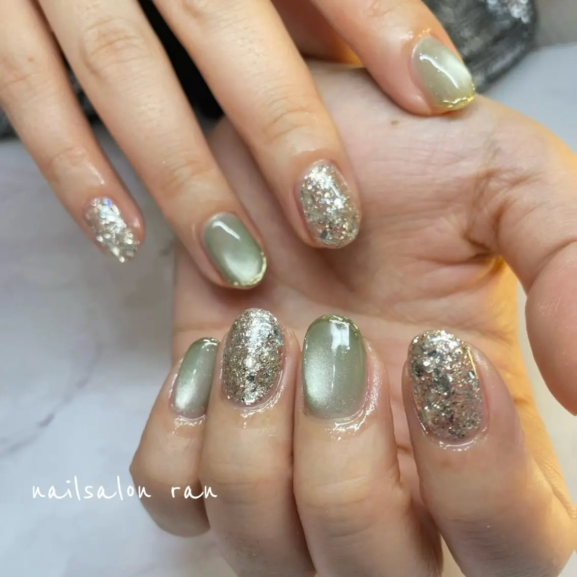 ネイル ラメ(グリッター) マグネットネイル ハンドネイル ハンドケア nailsalon ranのネイルデザイン