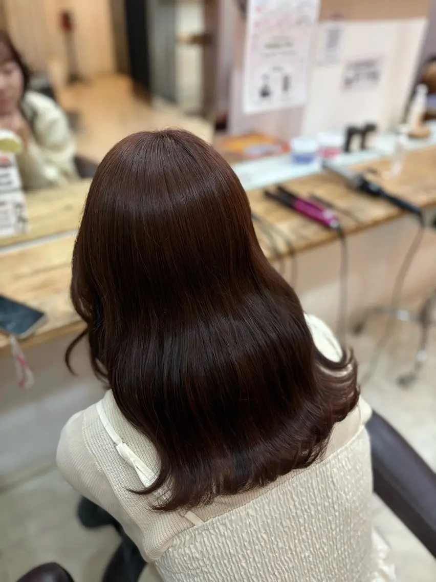 セミロング カラー ブラウンカラー ピンクカラー あすか｜垂水 ｜メンズ｜モデル募集のヘアスタイル