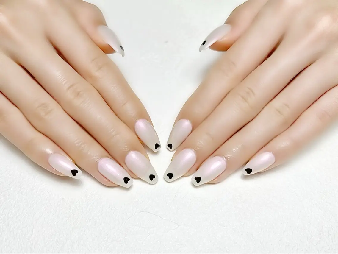 ネイル ハート オフィスネイル ワンカラーネイル シンプルネイル バレンタイン rouse nail RISATOのネイルデザイン